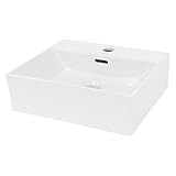 LuxeBath Waschbecken Keramik, 415x360x130 mm, eckig, Weiß, Aufsatzwaschbecken...