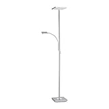 SellTec LED Stehlampe dimmbar, Deckenfluter mit Leselampe, Edelstahl - moderne...