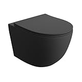LAVITA Wand-WC Sinto Black Hänge Toilette WC Sitz Toilettendeckel mit...