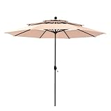 PHIVILLA Sonnenschirm 3m Sonnenschirm groß Rund (Beige)