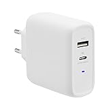 Amazon Basics GaN-Wandladegerät mit 2 Anschlüsse, 63 W, 1 USB-C-Port mit 45 W...