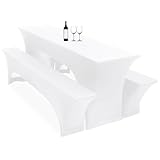 3er-Set Biertischhussen, 220 x 50 x 70 cm, hussen bierzeltgarnitur, weiß,...