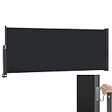XMTECH Seitenmarkise Wandmarkise 100 x 300 cm Anthrazit, ausziehbar,Sichtschut...