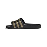 adidas Unisex Adilette Aqua Slides, Core Black / Gold Metallic / Core Black,...