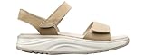 JOYA Flores Beige, Sandalen für Damen aus Nubukleder mit Klettverschluss,...