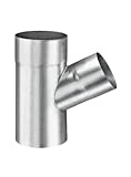 zbs24 Zink Regenrohre Rohrabzweig 60x60mm, Neigung 72°, Abzweig für Regenrohre