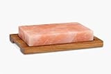 SLATEEX® Salzstein Grillstein 20 × 10 × 5 cm mit Holzbrett – Natürlicher...