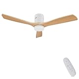 AUTODAY Holz Deckenventilator mit Beleuchtung dimmbarem LED 24W Leiser DC-Motor...