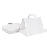 Inoverse 50 stk Papiertüten mit Henkel, Papiertragetaschen, 32+22x25 cm...