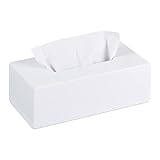 Relaxdays Tücherbox Bambus, Taschentuchbox mit Schiebeboden, Tissue Box für...