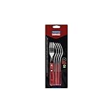 Tramontina Steakgabel Pizzagabel, Set, 6-teilig, Edelstahl, FSC, roter...