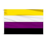 AhfuLife Nonbinary Flaggen 90 x 150 cm, 1 Stück Non Binary Flagge LGBTQ Flagge,...