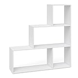 Vicco Treppenregal, stehendes Bücherregal, Weiß, 116 x 123 cm