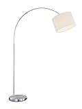 lightling modern Bogenleuchte in nickel matt, Stoffschirm weiß, 1 x E27 max....