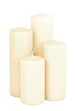 Echtwachs Stumpenkerzen Farbe 4er Set - creme weiß - Advents Kerze in 4...