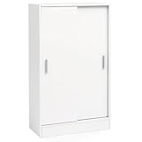 FineBuy Kommode Weiß 60 cm Breit mit 2 Schiebetüren für Büro Akten,...