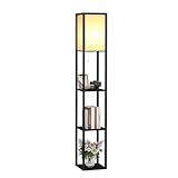 Fullwatt Stehlampe mit Holzregal Innenbeleuchtung Holz Stehleuchte mit Regalen...