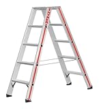 Hymer Stufenstehleiter 2x5 Stufen (beidseitig begehbar, verstärkte Stufen,...