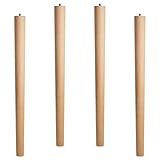 4er Set Tischbeine Buche roh H 710 mm/Ø 60/40 mm mit Gewindestift M10 Ideal...
