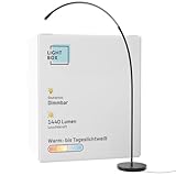 Lightbox LED Bogenstehlampe | 1,7 m Höhe | Stehleuchte mit Kopf-Schalter,...