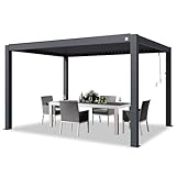 PRIMEYARD Pergola 3x4 m Aluminium Pfosten mit Lamellendach aus Aluminium...