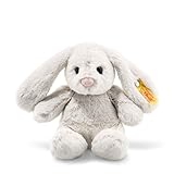 Steiff Hoppie Hase 18 cm hellgrau, Plüschtier mit Schlappohren, Soft Cuddly...