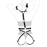 Limmion Damen Harness Leder Sexy Gürtel mit Handschellen Body Geschirre Bondage...