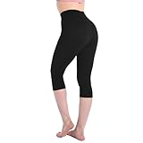 Leafigure Leggings Damen High Waist - 3/4 Leggins Blickdicht Schwarze für Sport...