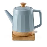 Elektrischer Wasserkocher aus Keramik, 1,5 Liter, abnehmbarer Deckel, Grau-Blau...