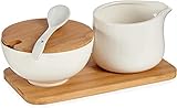 Keramik-Servierset mit Löffel und Holztablett