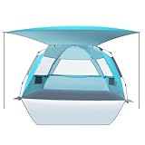 Dewur Strandmuschel 3-4 Personen Pop Up Strandzelt mit Sonnensegel UPF 50+ UV...