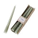Spiralkerzen Salbeigrün – 6er Set – Höhe 20 cm, Ø 2 cm – ca. 4 Std....