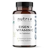 Nutri + Eisentabletten 50 mg hochdosiert + vegan mit natürlichem Vitamin C aus...