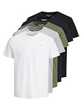 JACK & JONES Herren Shirts T-Shirt Tee SS Crew Neck 5er Pack, Farbe:Mehrfarbig,...