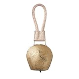 Boltze Dekoanhänger Kuhglocke Ziegenglocke in Antikgold aus Metall mit braunem...