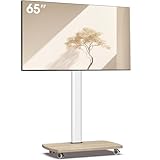 AOKCOS TV Ständer Rollbar mit Holzablage, Fernsehständer auf Rollen für 32-65...