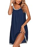 Ekouaer Damen Nachthemd Sommer Sleepshirt Ärmellos Schlafshirt Kurz...