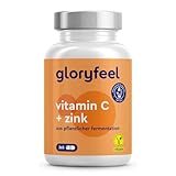 Vitamin C 365 Kapseln - Hochdosiert mit 1000mg + 20mg Zink - Pflanzlich...