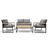 osoltus Lounge Möbel Set 4tlg. | Outdoor Gartenmöbel Sahara | Metallgestell -...