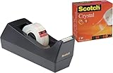 Scotch C38 Tischabroller Crystal Klebeband, Schwarz, Standard, 1 Rolle, 19 mm x...