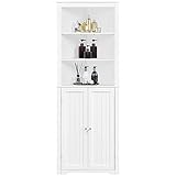 Yaheetech Badezimmerschrank Eckschrank Hochschrank mit verstellbaren Fächer und...