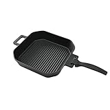 SANTOS Grillpfanne eckig - 29x29cm - Gusseiserne Pfanne mit abnehmbarem Griff -...