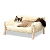 MEWOOFUN Erhöhtes Katzenbett Sofa aus Holz, 56x45cm robust großes Katzensofa...