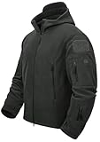 TACVASEN Herren Fleecejacke Military Outdoor Winddichte Jacke mit Kapuze- Gr. L,...