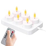 EXTSUD 6 Stück Led Teelichter mit Timer Wiederaufladbar Kerzen LED Tea Light...