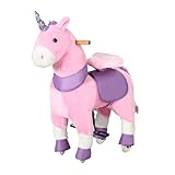 HOMCOM Reitpferd, Standpferd mit 2 Pedalen, Einhorn Stehpferd auf Rollen,...