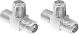 Poppstar 2x Sat TV Coax Verteiler T-Stück (3x F-Buchse) Antennen Splitter...