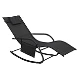 SVITA FJON Deluxe Schaukelliege Gartenliege Liegestuhl Sonnenliege Seitentasche...