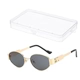 HSIXHAF Retro Sonnenbrille Damen Herren Mode Sonnenbrillen Oval Metal Trendy...