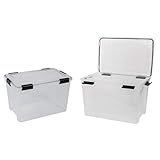 Kreher 2 Stück XL Lagerbox aus transparentem Kunststoff mit Dichtungsring im...